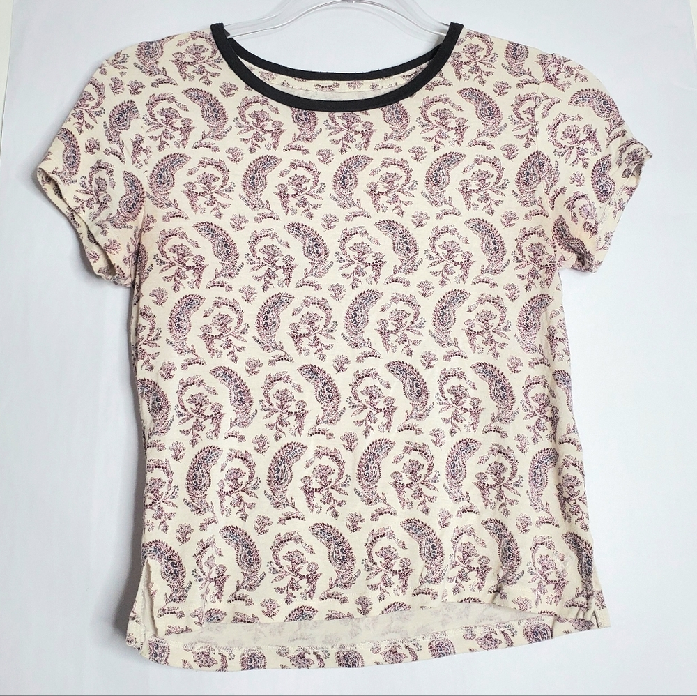 Paisley Print Purple Women's American Eagle Crop Top Spring Summer Boho small